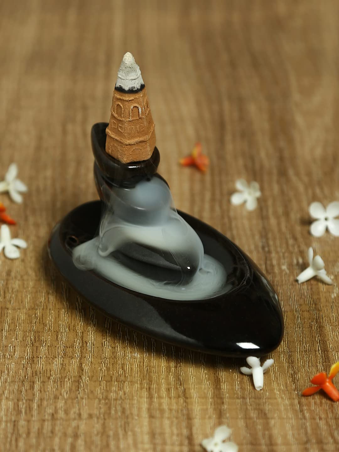Black Resin Smoke Fountain with Backflow Incense Cone-image-28