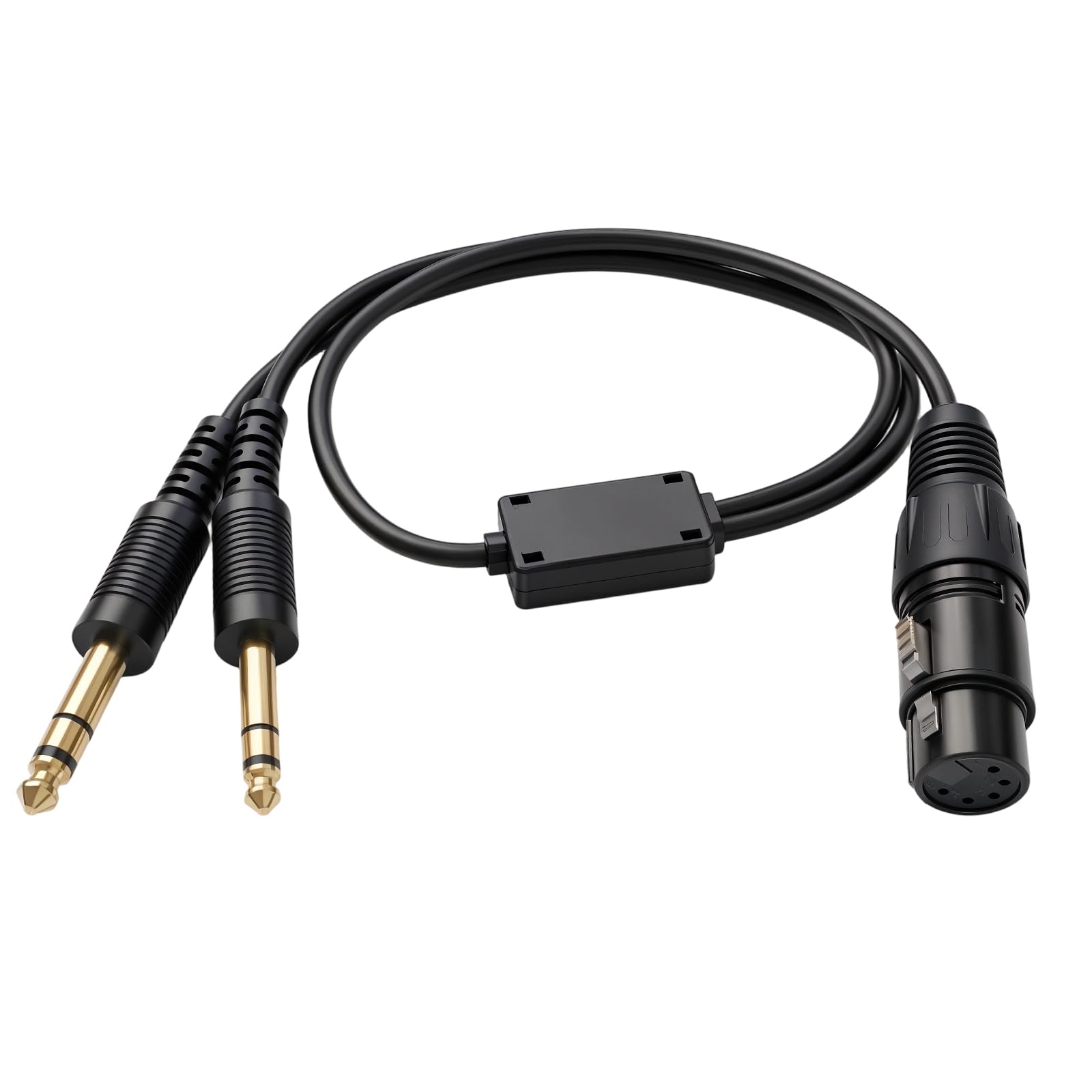 Akoree XLR 5 Pin Head to GA Dual Plugs Connector Adapter for Airbus Aviation Headset Headphone