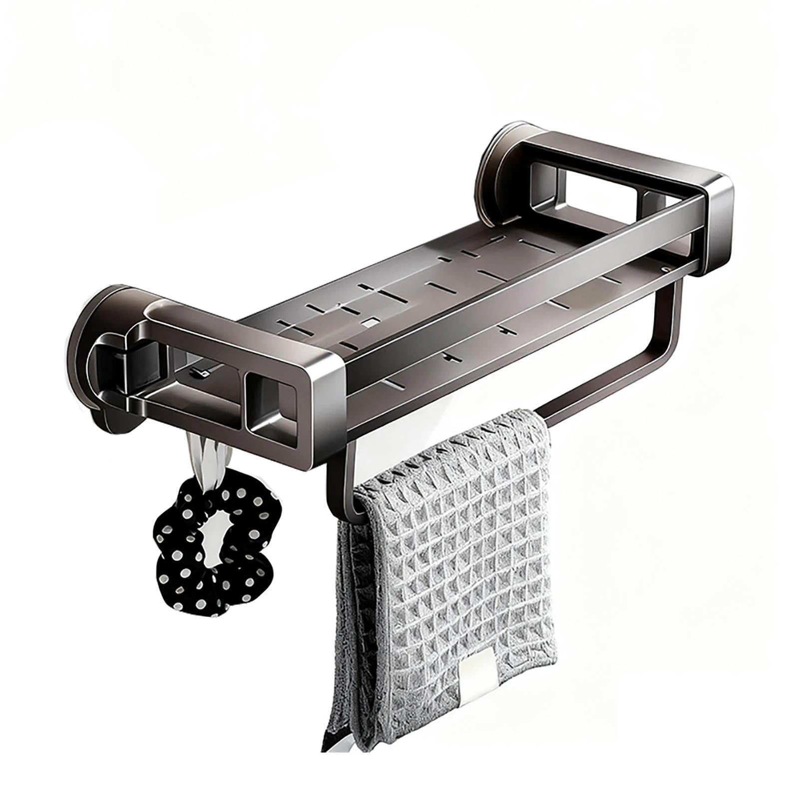 Organizador de estante de ducha con ventosa, sin taladro, resistente al óxido, para almacenamiento de baño y cocina con ganchos y varillas, diseño extraíble de 50 cm para un fácil acceso