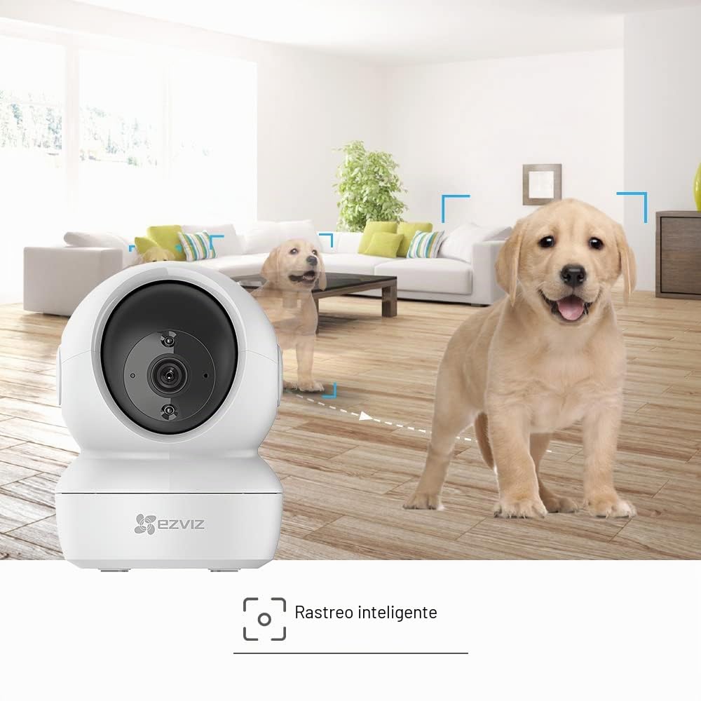 EZVIZ H6c - Cámara de seguridad PTZ Full HD para interiores Smart Home Security con seguimiento de 2 MP, visión nocturna inteligente, seguimiento automático de movimiento WiFi, compatible con tarjeta