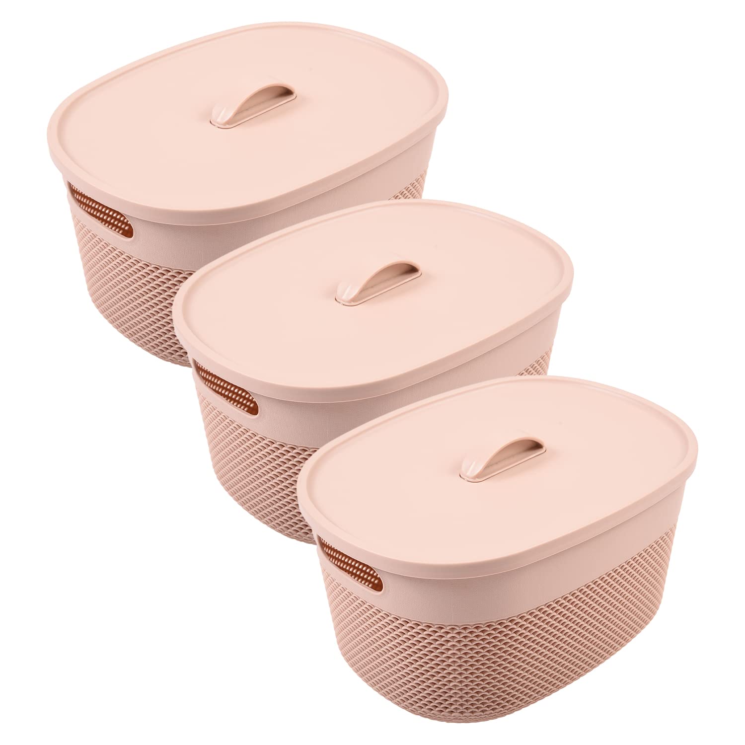 Kuber Industries Unbreakable Medium Multipurpose Storage Baskets with lid|Design-Netted|Material-Plastic|Shape-Oval|Color-Beige|Pack of 3 (B0BBLWXZCX) Amazon Price History, Amazon Price Tracker