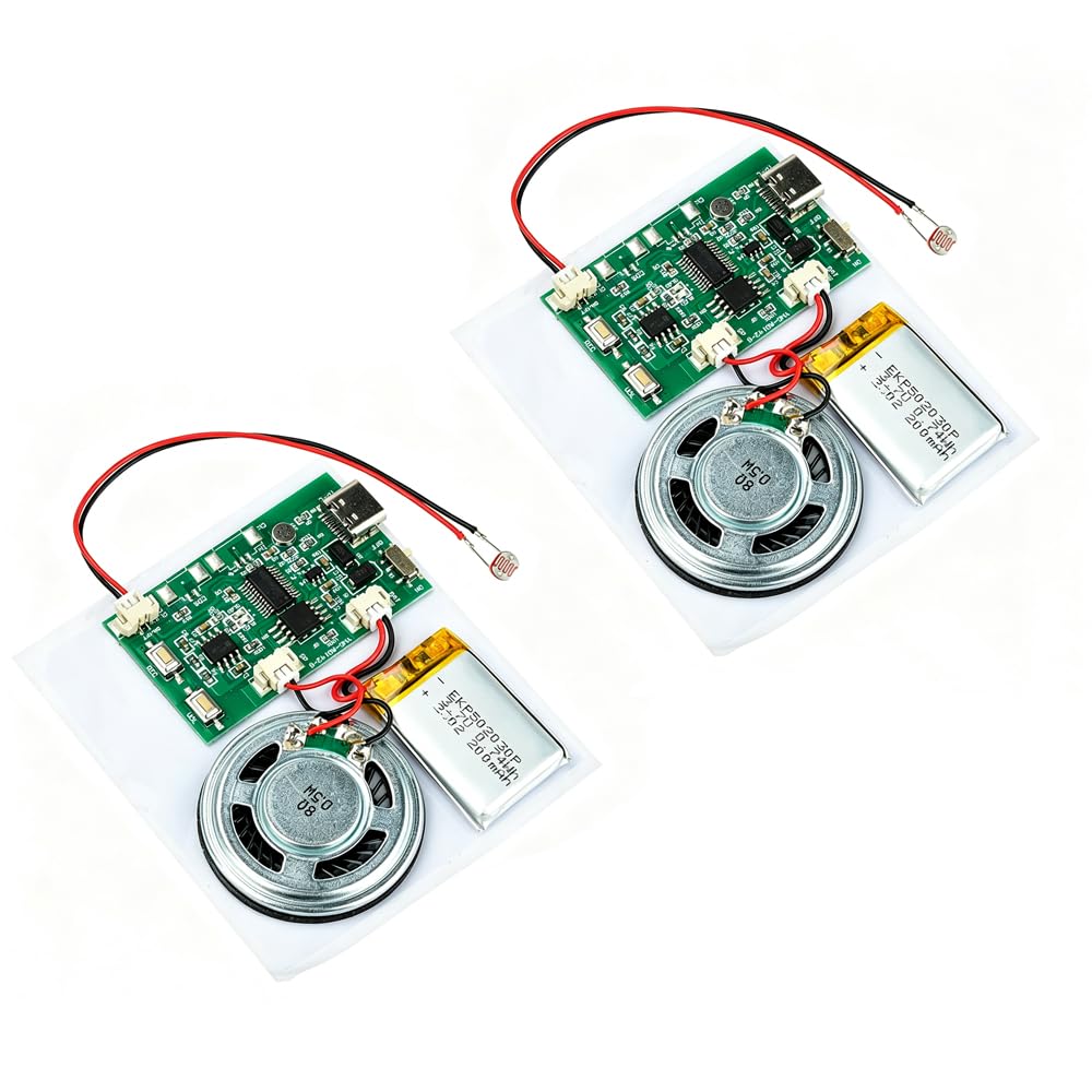 Diymore DIY Birthday Cards Music Module 8MB,Light Sensing Activated Sound Module with Speaker,Easy Recording for Personalized Greetings,DIY Holiday Cards Gifts for Women Men Mom Wife Lover Kids 2 PCS