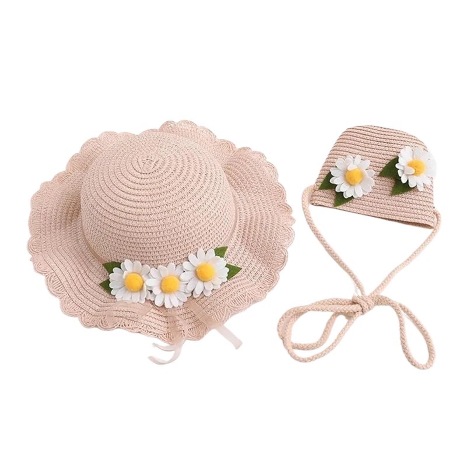 1 pz Cappelli di Paglia Estivi Fiore a Tesa Larga e con Borsa a Tracolla Set Cappelli da Pescatore Protezione Solare da Viaggio da Spiaggia