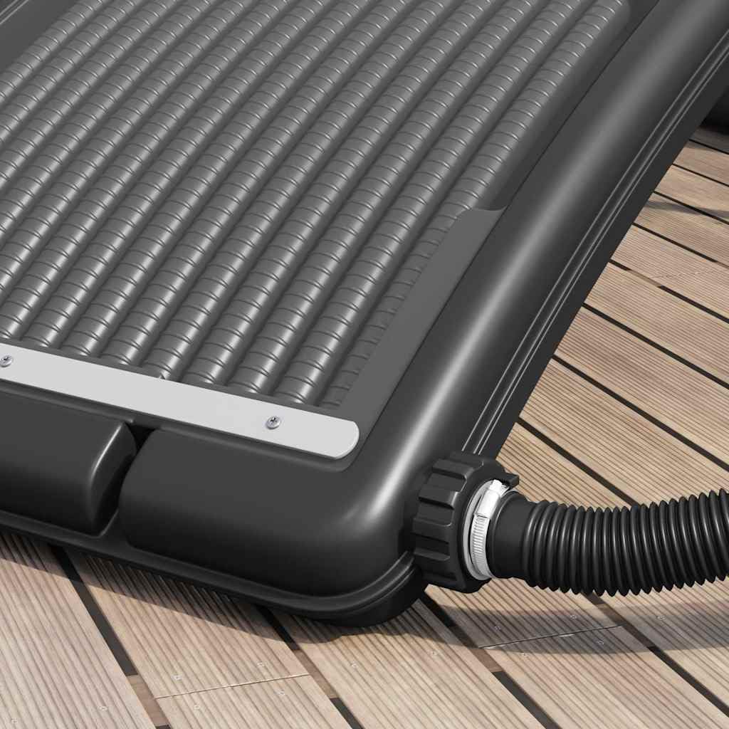 Lot de 2 panneaux solaires incurvés de piscine - 110 x 65 cm - Noir - HDPE PC - Aluminium - Avec pieds et tuyaux réglables - Pour piscine hors-sol et eau chaude