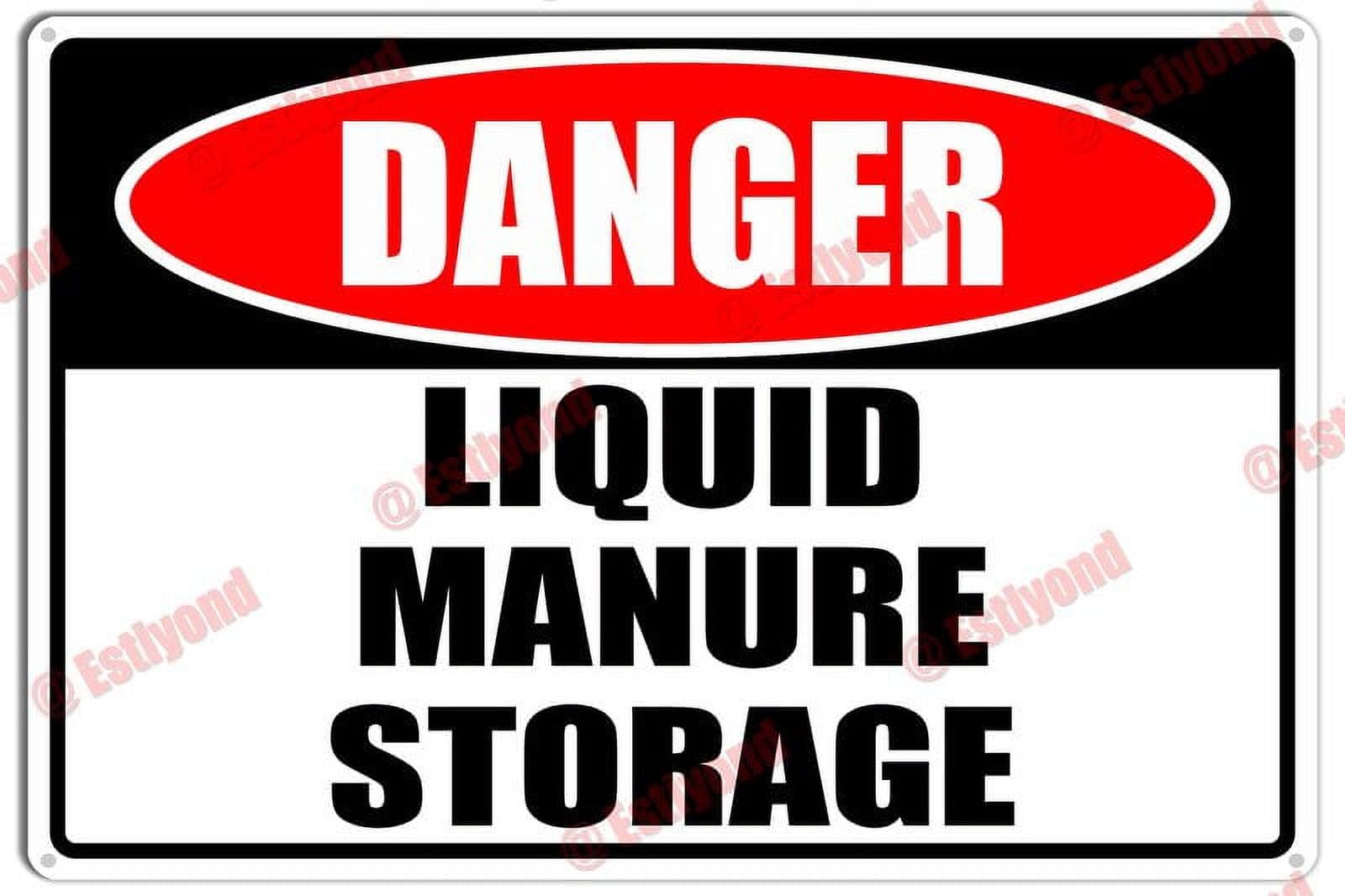 peiyeety Liquid Manure Storage Caution Warning Notice Aluminum Metal Sign 12x16 Inches