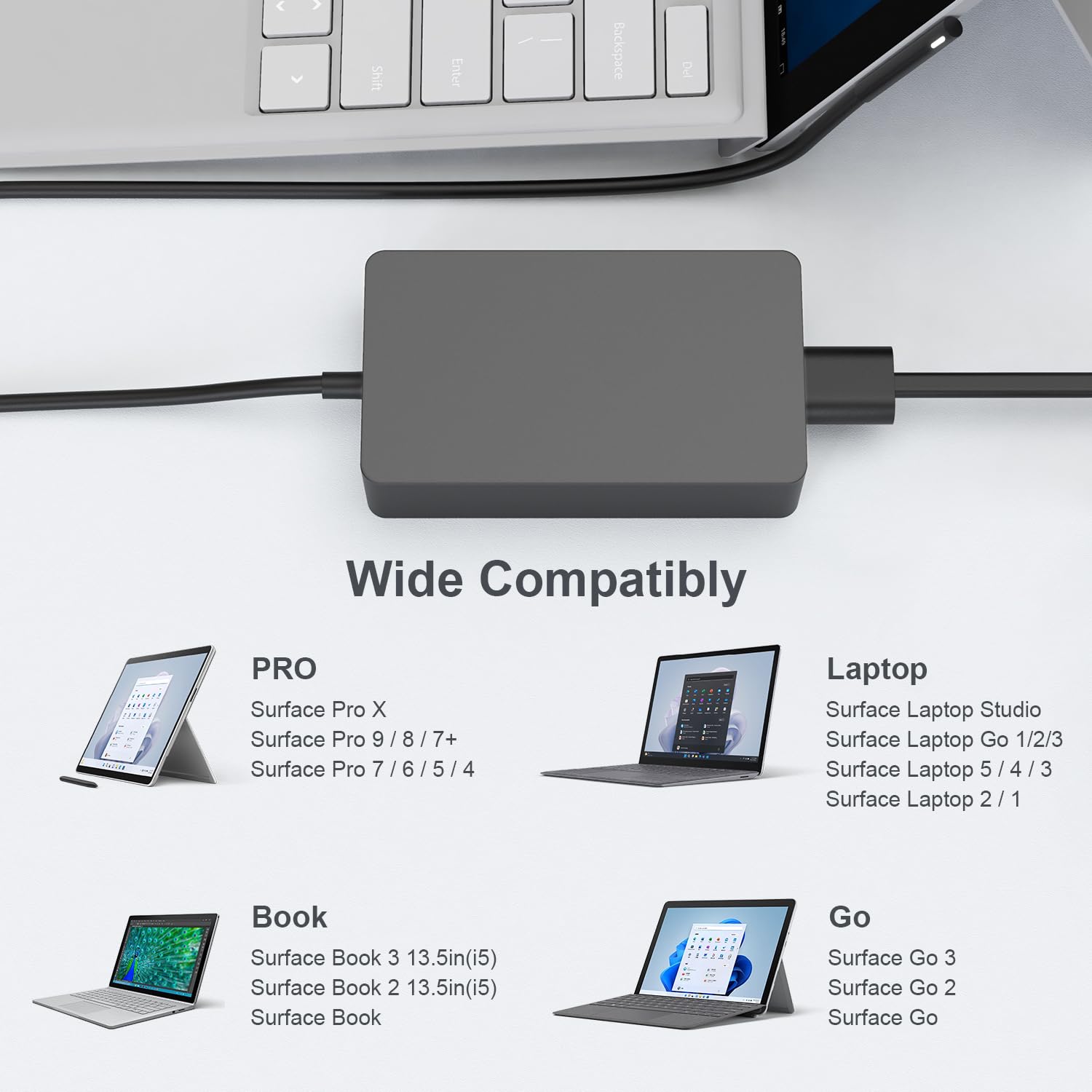 Amazon.com: Surface Book Charger, AYNEFF 15V 4A 65W Surface Pro