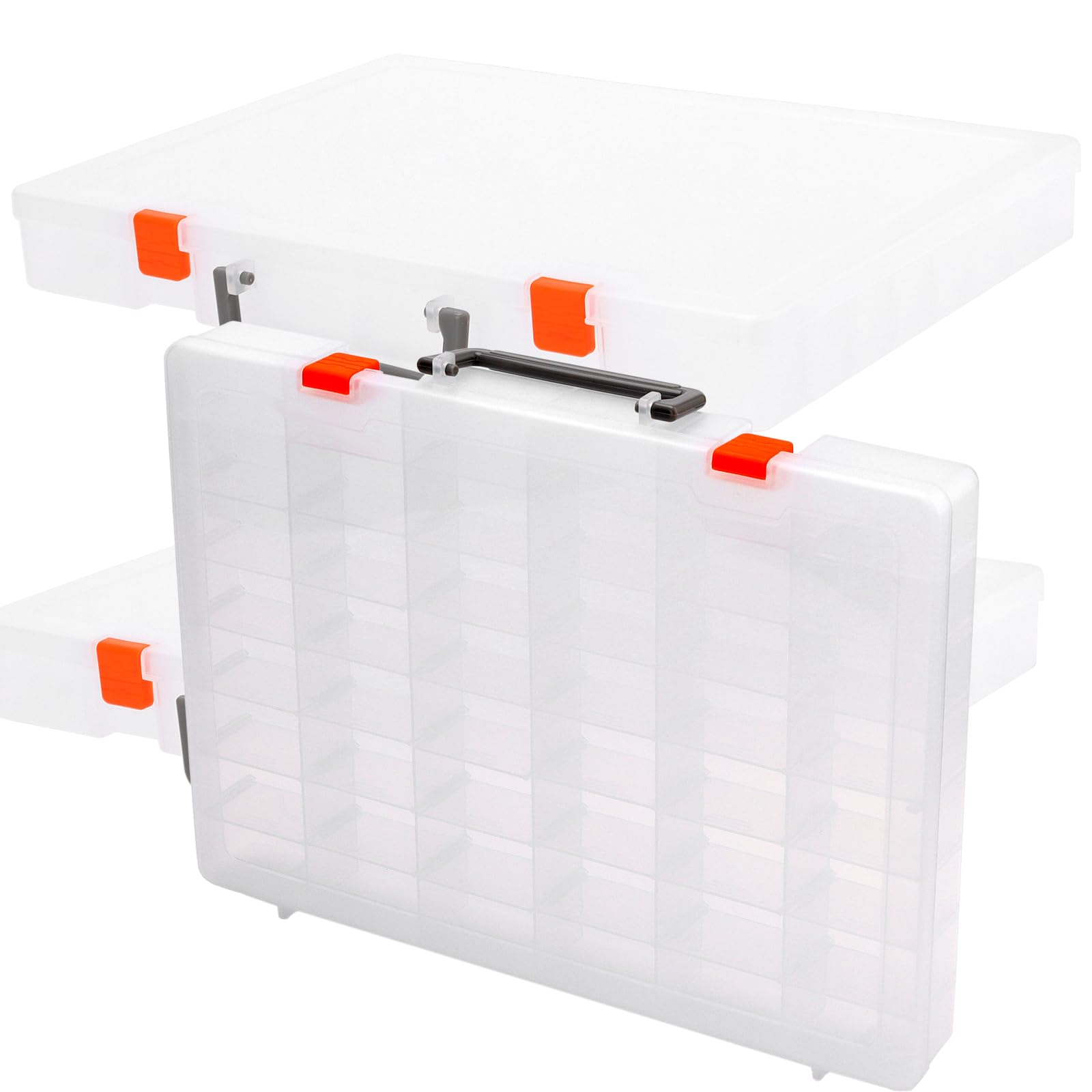 MOUYAT 2 PCS 48 Grids Plastic Bead Organizer Container Storage Box,Clear compartment Storage Box with Adjustable Dividers for Bead Button Jewelry Small Parts DIY Accessories