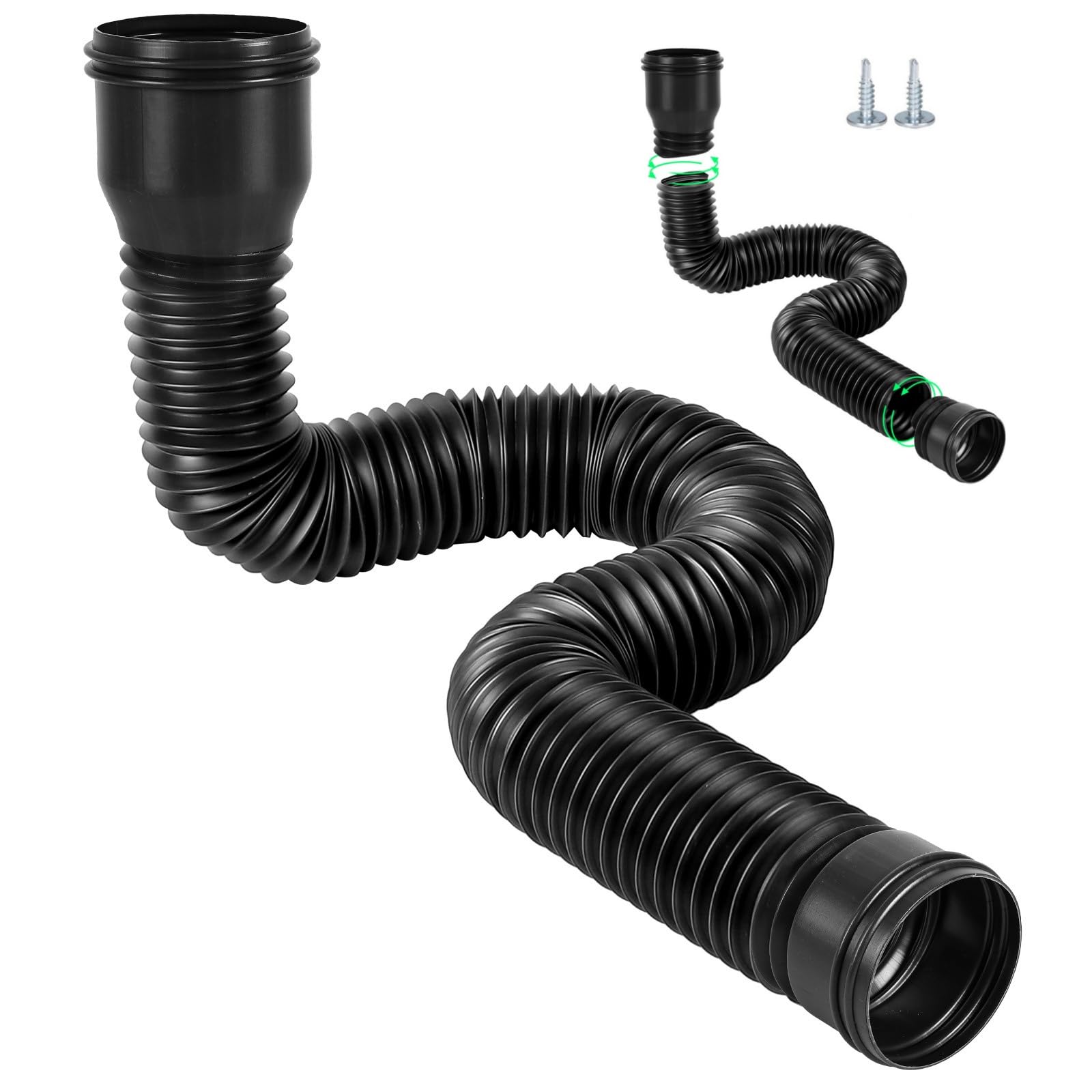 1pcs Extensions de Tuyau de Descente de Gouttière, Rallonge de Tuyau de Drainage d'eau de Pluie de 47 à 150 cm, Connecteur De Vidange Bec Gouttière Extensible Rétractables Flexibles, Noir