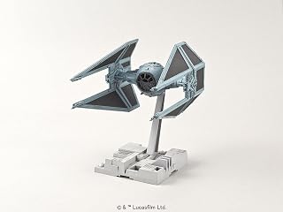 Revell (Bandai Original 01212 Star Wars TIE Interceptor 1:72 Scale Unbuilt/Pre-Coloured/Clip-Together (Non-Glue) Plastic Model Kit with Display Base