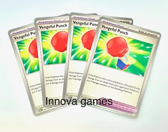 Vengeful Punch 197/197 - Obsidian Flames - x4 Pokemon Trainer Card Lot
