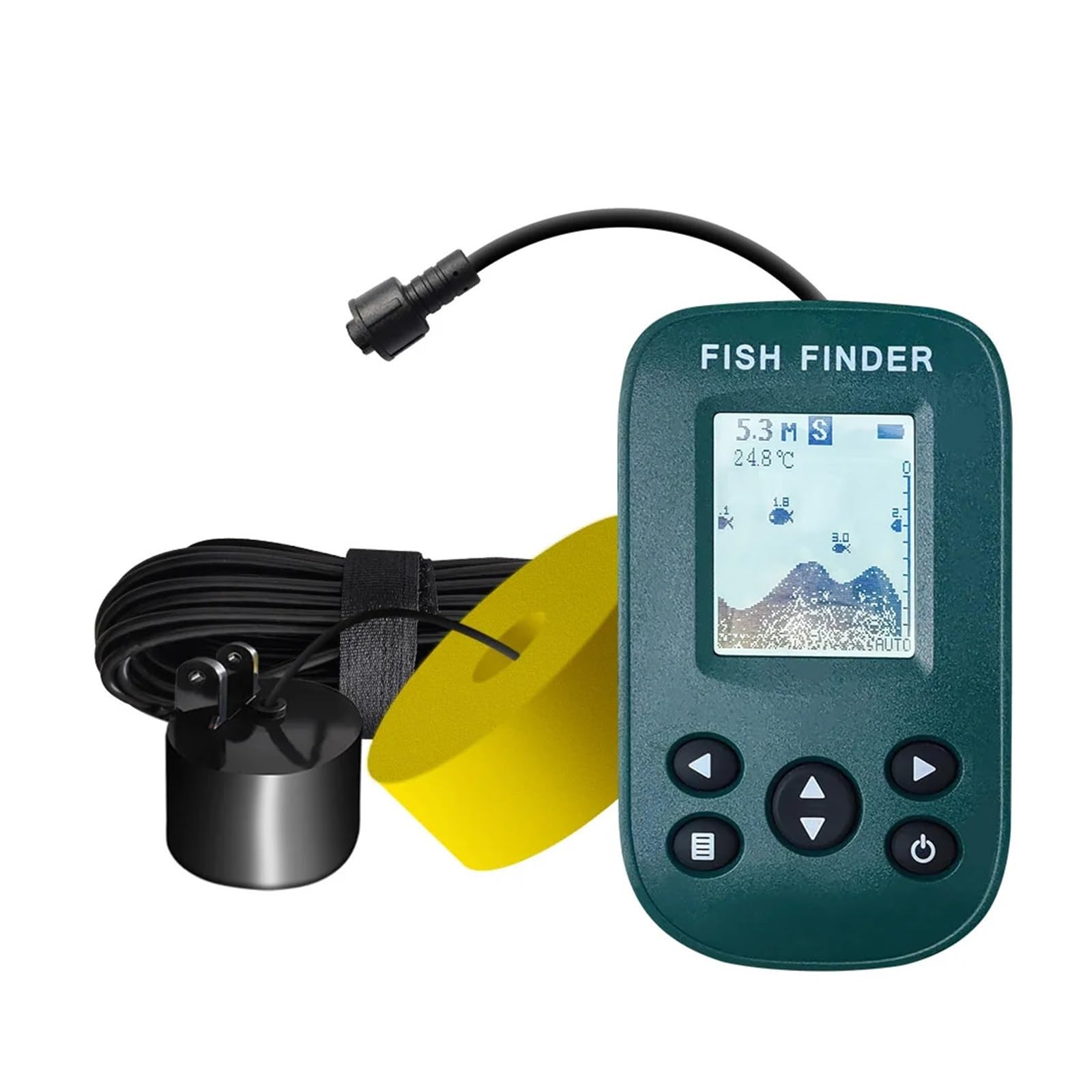 New smart portable Sonar Fish Finders Fishing lure Echo Sounder Finder Alarm Transducer Lake Sea Fishing(green)