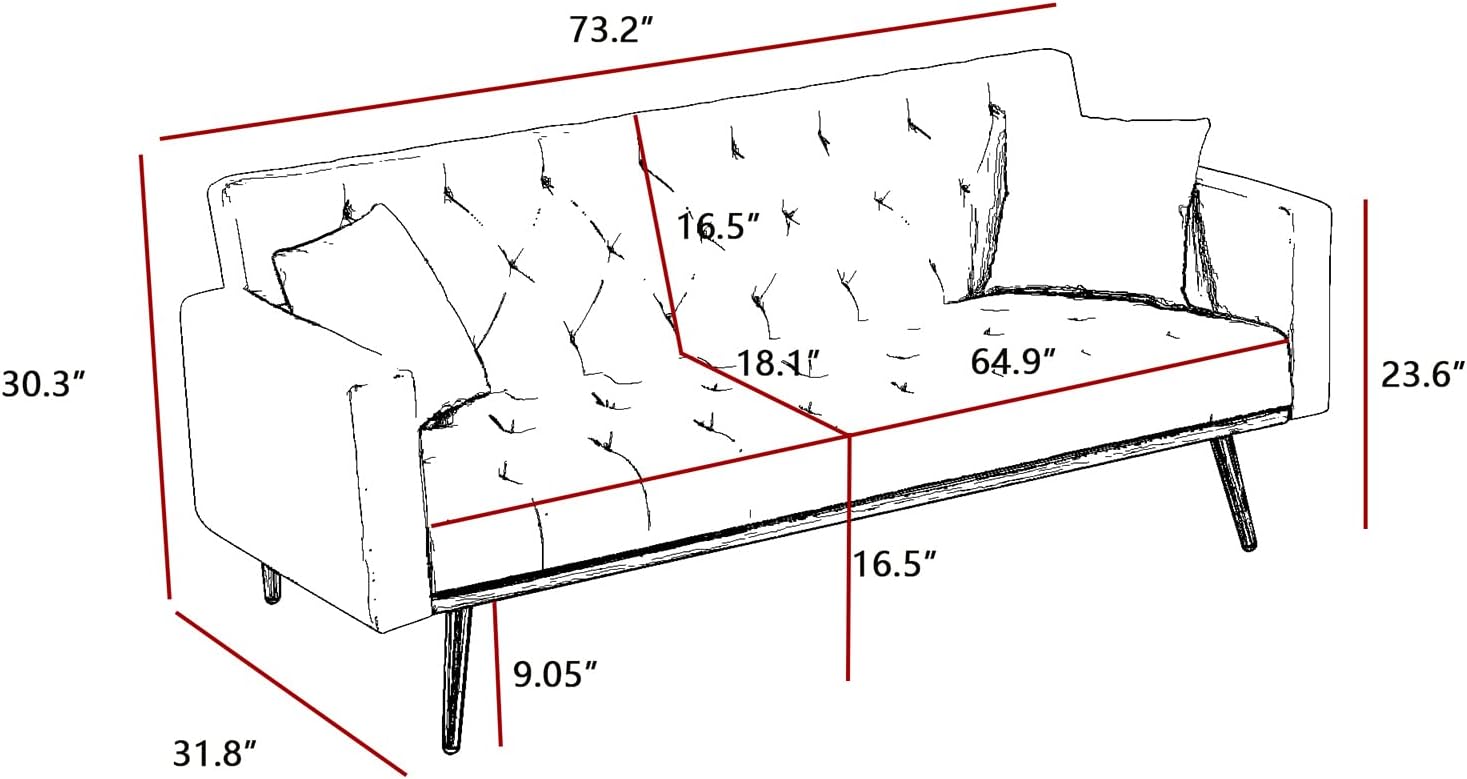 Pink Sofa Bed Couch Convertible Folding Futon Bed Reversible Loveseat Daybed Multifunctional Guest Bed with Mattress for Compact Living Space,Apartment,Dorm,Bedroom,Living Room,Bonus Room