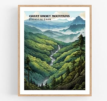 Eleville 8X10 Unframed Great Smoky Mountains National Park Tennessee Retro Geography Abstract Illustration Art Print Poster Wall Office Home Decor wgn884