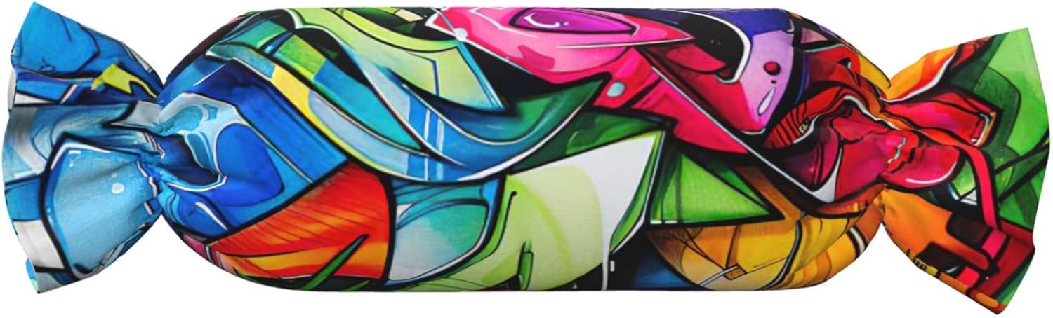 Graffiti Drawing Print Candy Cylindrical Comfortable Pillow Throw Pillows Home Decor Easy Maintenance