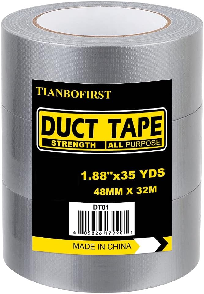 Heavy Duty Silver Duct Tape, Professional Grade Multi-Use Duct Tape, 48mm x 32m (1.88 inches x 35 Yards), 8.27 mil Thickness, Silver, 3 Rolls : Industrial & Scientific