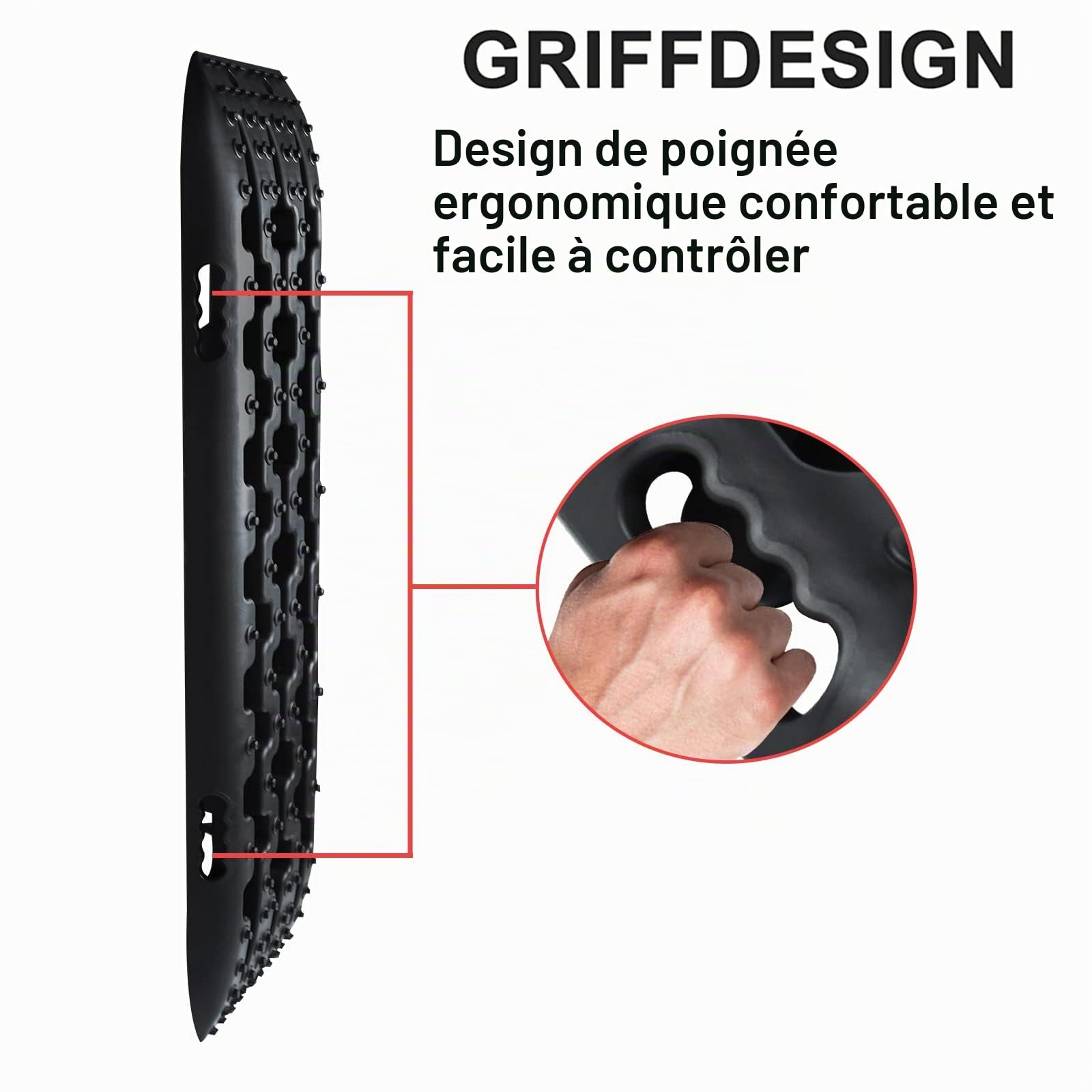 YRHome 2 plaques de sable, aide au démarrage pour camping-car, planche de récupération, traction, bande de traction, noir, boue, sable, neige, échelle à pneus