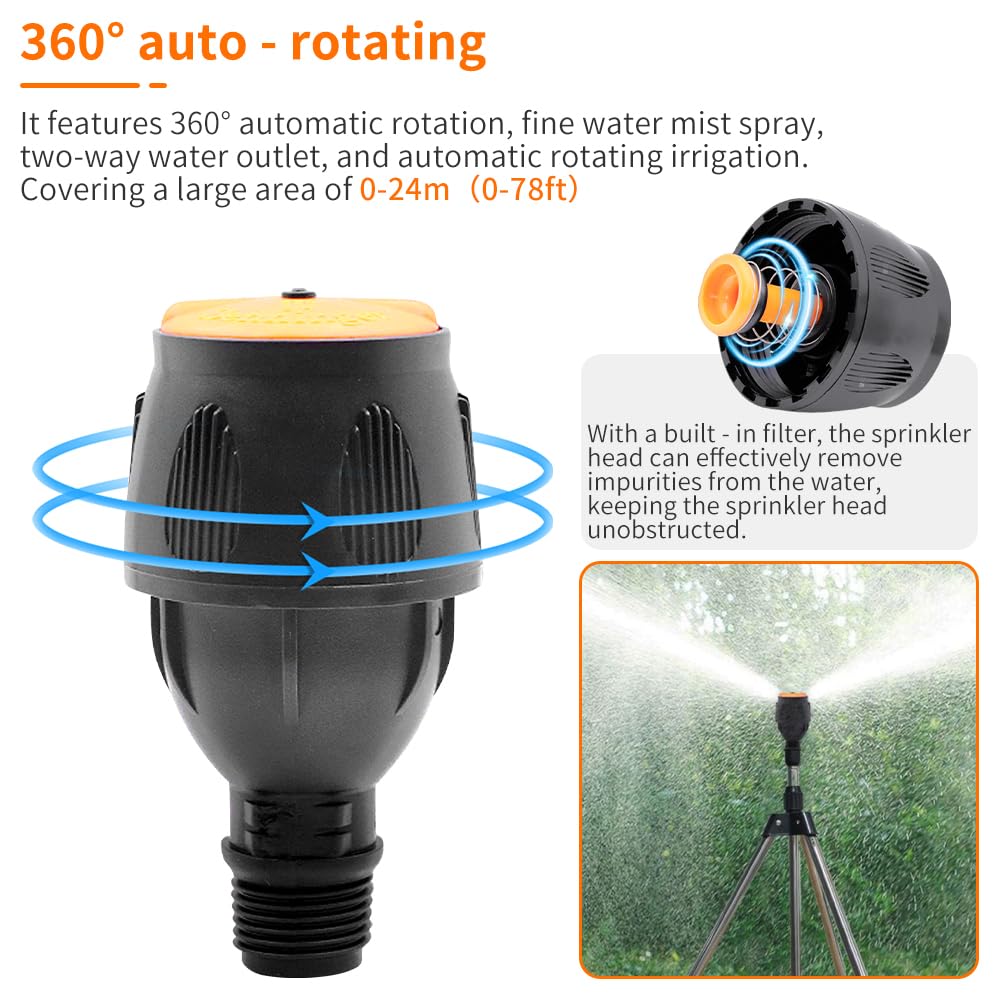 BAUSATZ Irrigatore a treppiede, Irrigatori da giardino per prati, Irrigatore da giardino, Irrigatore per prato, Irrigatore per erba, Irrigatore d'acqua per giardino, Irrigatore oscillante, Irrigatore