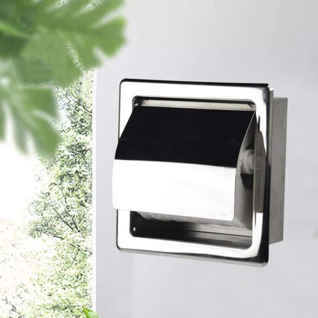 Stały uchwyt na papier toaletowy, Bathroom Toilet Paper Holder Stainless Steel Wall Mounted Concealed Waterproof 152x162x70mm