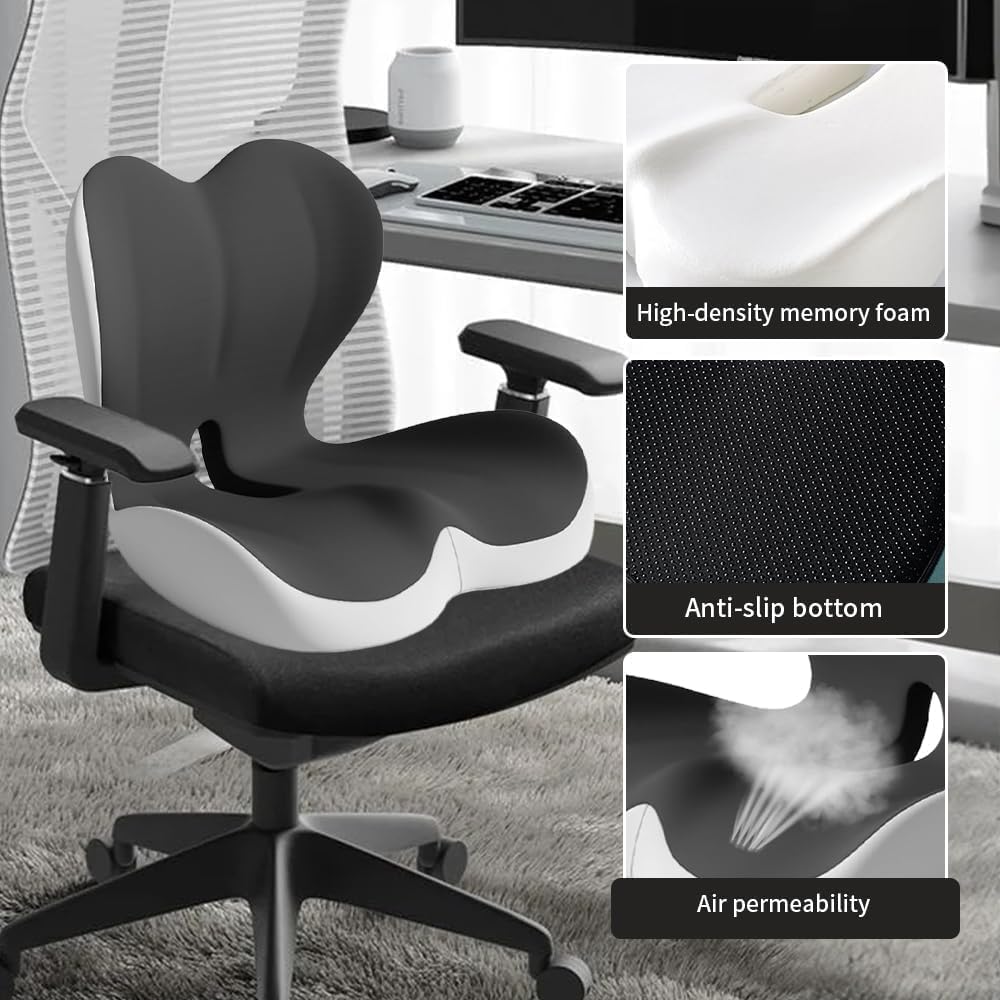 HoldOneLight Cojín ortopédico con respaldo [apoyo lateral y comodidad] Cojín de asiento para silla de oficina y coche - Ergonómico, cojín de asiento