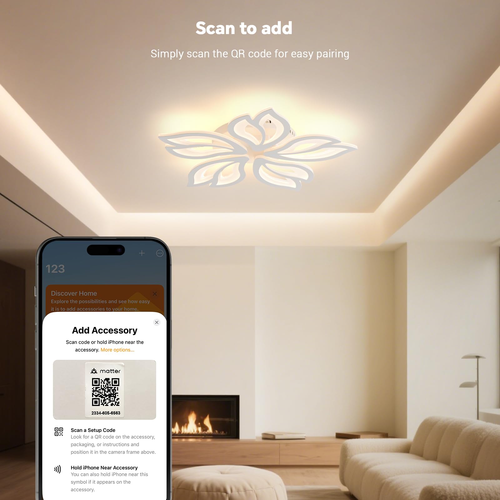 BAYHT - Lámpara de techo LED, 65 W, compatible con Matter, HomeKit, Alexa, Google e IFTTT, lámpara de techo inteligente moderna para salón, dormitorio, comedor