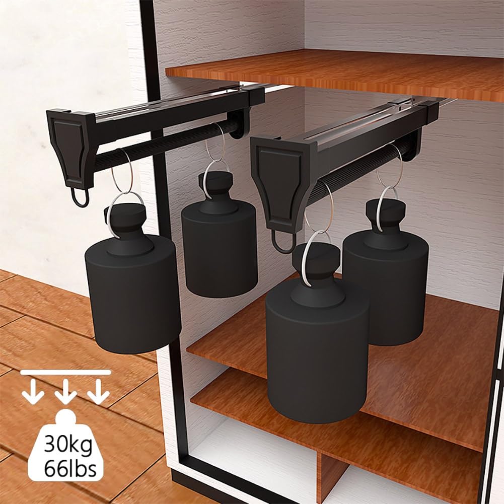 Asta di gancio dell'indomare espandibile, rack di abbigliamento estraibile per cappotti e pantaloni, design salvaspazio, capacità di carico di 30kg, profondità 46.5cm, perfetto per l'organizzazione de
