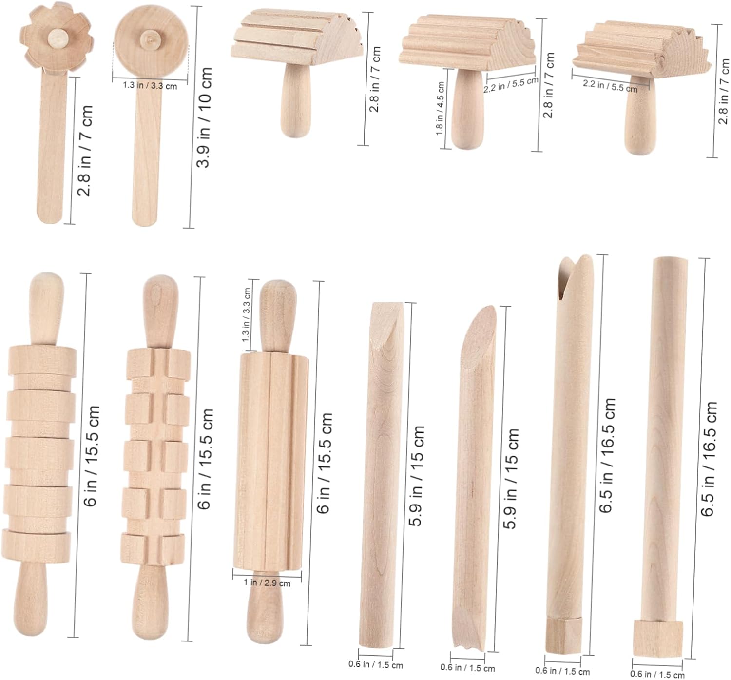 Garneck 12Pcs Wooden Clay Tools Set for Kids: Dough Rolling Modeling Accessories Pottery Sculpting Kit Modeling Accessories for Early Education Art Craft Activity Home School