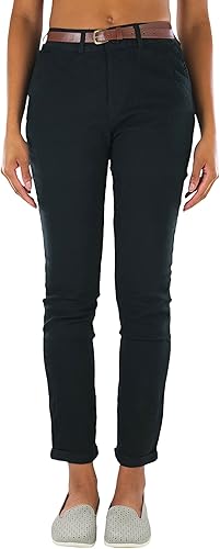 ToBeInStyle Pantalones hasta el tobillo Bengaline con cinturón para mujer