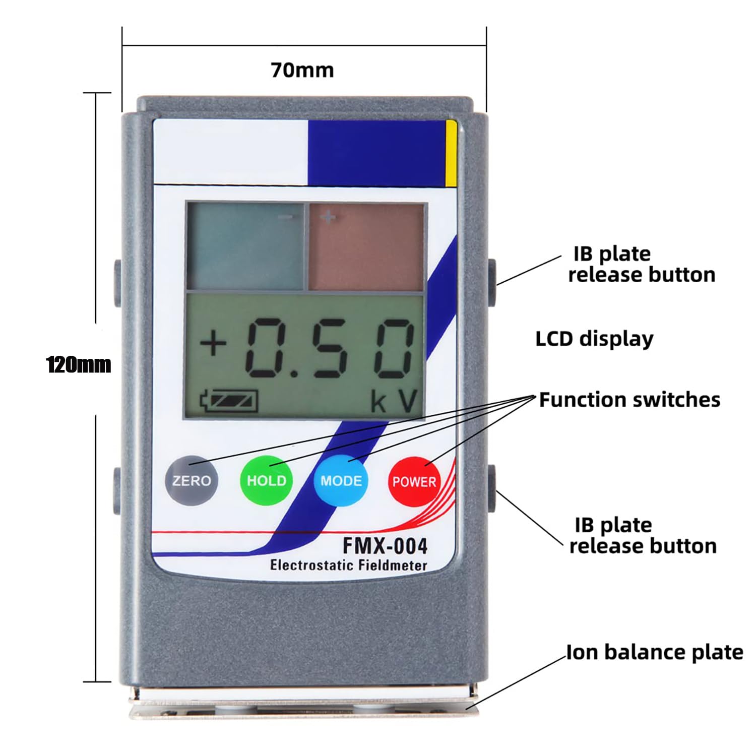 Medidor De Campo Electrostático, Probador Electrostático De 0-30 Kv, Probador De Equilibrio Iónico, con Pantalla LCD, para Fibras Textiles, Papel, Caucho Y Plástico.,
