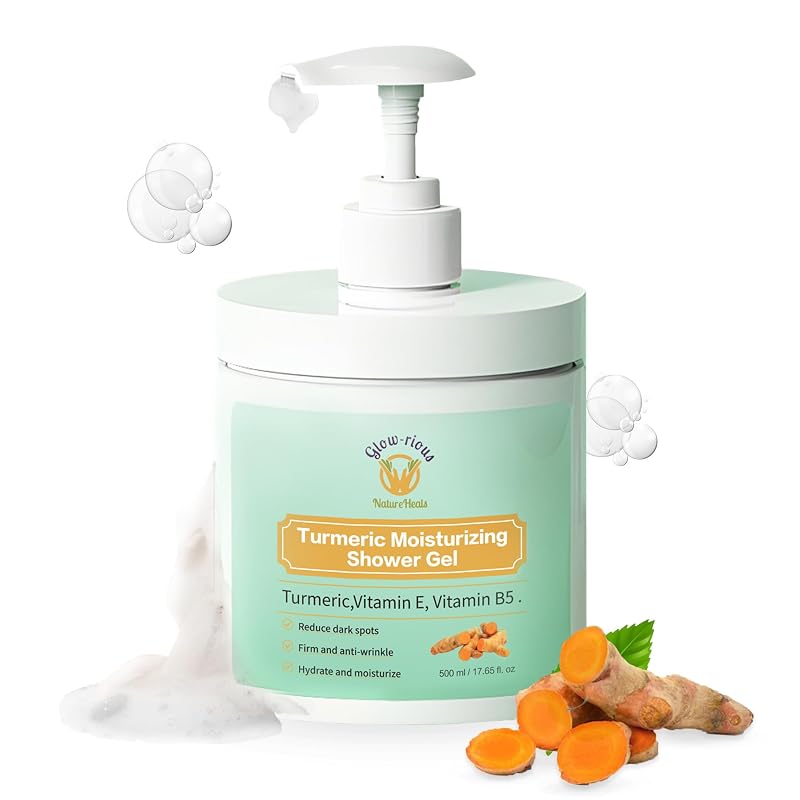Sabonete líquido corporal glow-rious com cúrcuma, vitamina E e B5, 500 mL