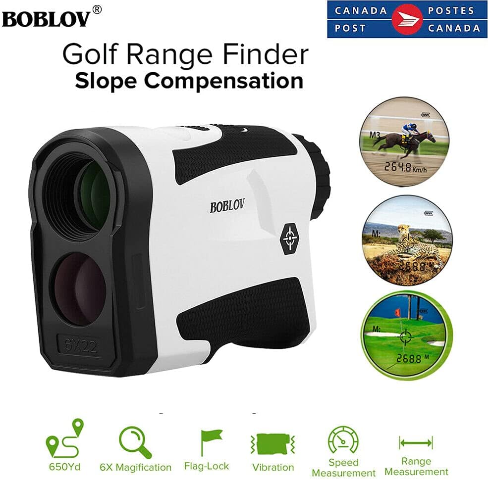 Vibration switch on BOBLOV LF600AG rangefinder, showing ON and OFF positions