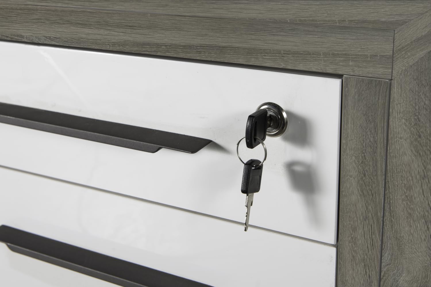 Composad | Scrivania Angolare e Cassettiera con 3 Cassetti e Serratura della Linea Disegno, Set di 2 Mobili per Ufficio, (LxAxP) 170x74,50x80+90 cm, Rovere Sonoma e Bianco Laccato, Made in Italy