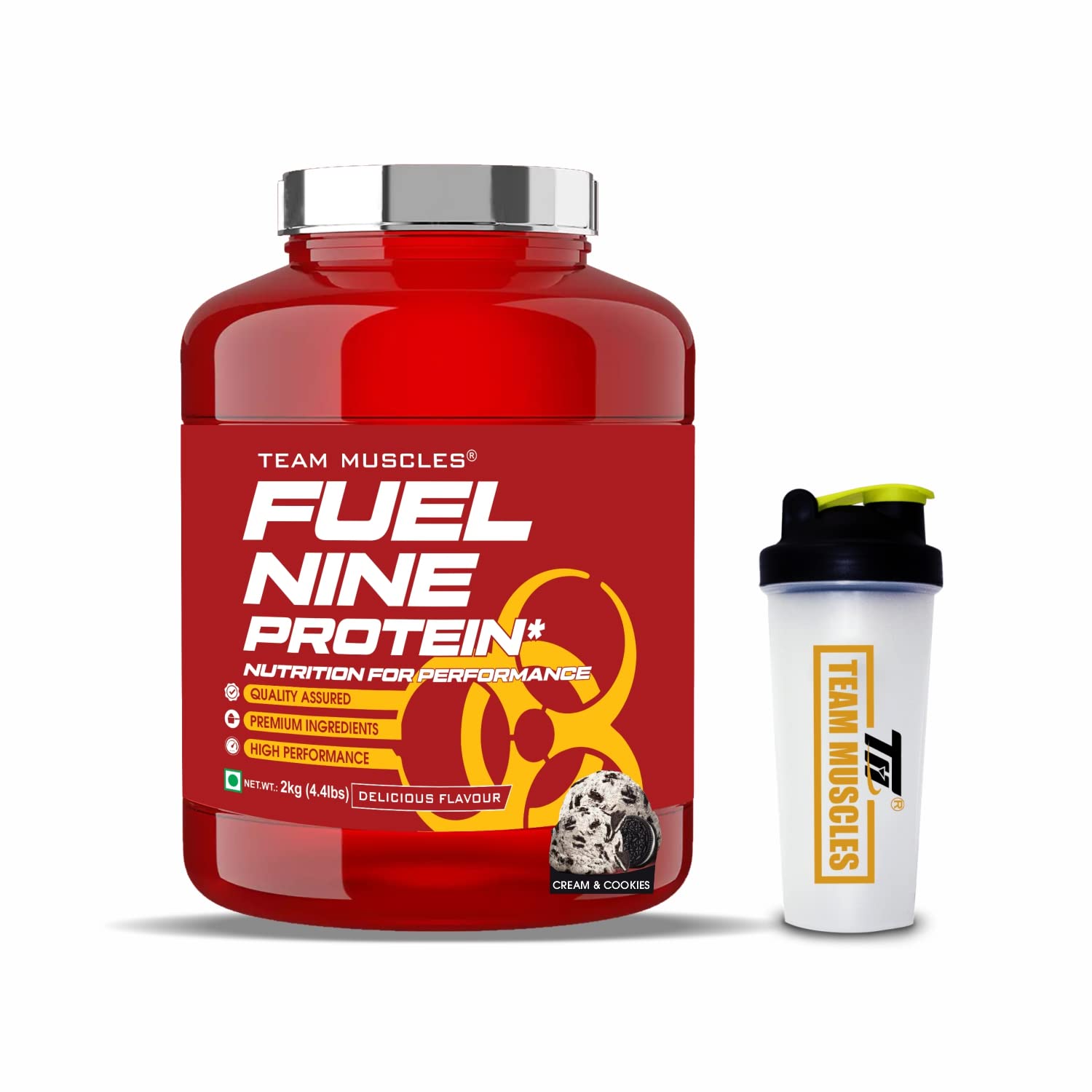Fuel Nine Whey Protein- (Cream & Cookies-2Kg) With shaker