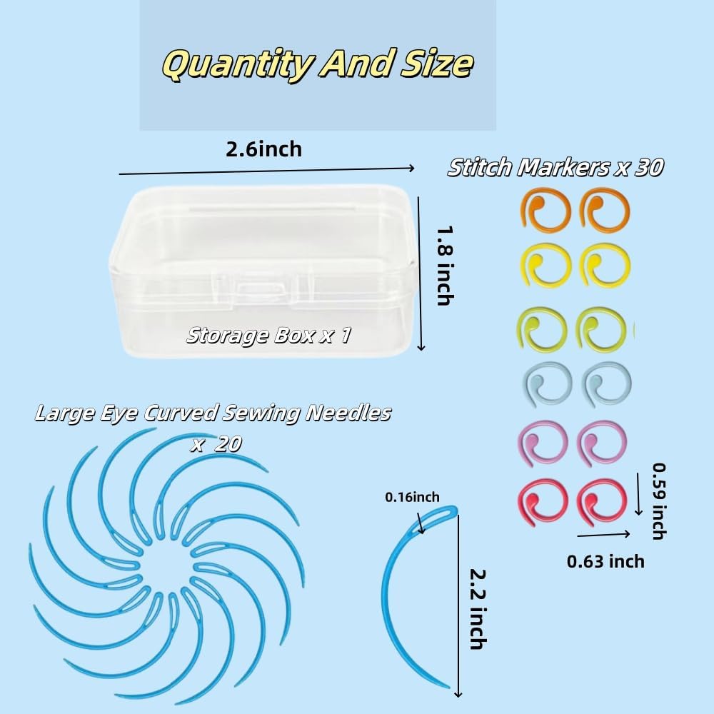 Plastic Yarn Sewing Needle Darning Needles for Yarn Weaving Needles 30 Pcs Stitch Markers Colorful Crochet Stitch Markers for Knitting with Storage Box (Style 2)
