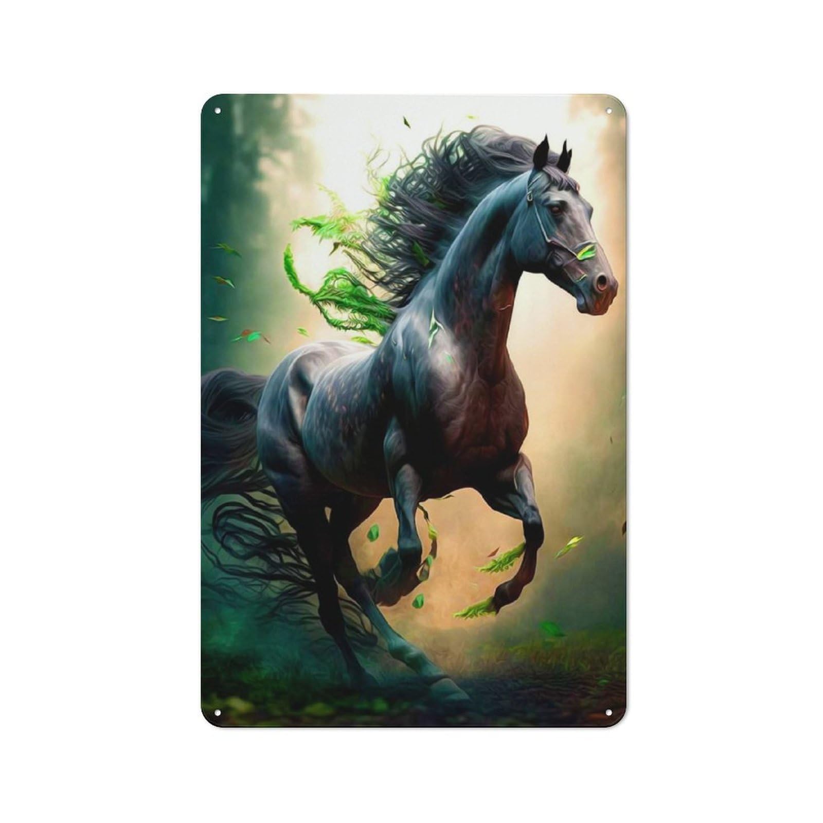 Junmoney Style-10 Horse Rustic Tin Wall Plaque 30X20cm For Bar Or Restaurant, For Vintage Wall Decor Fans, For Garage And Workshop Walls