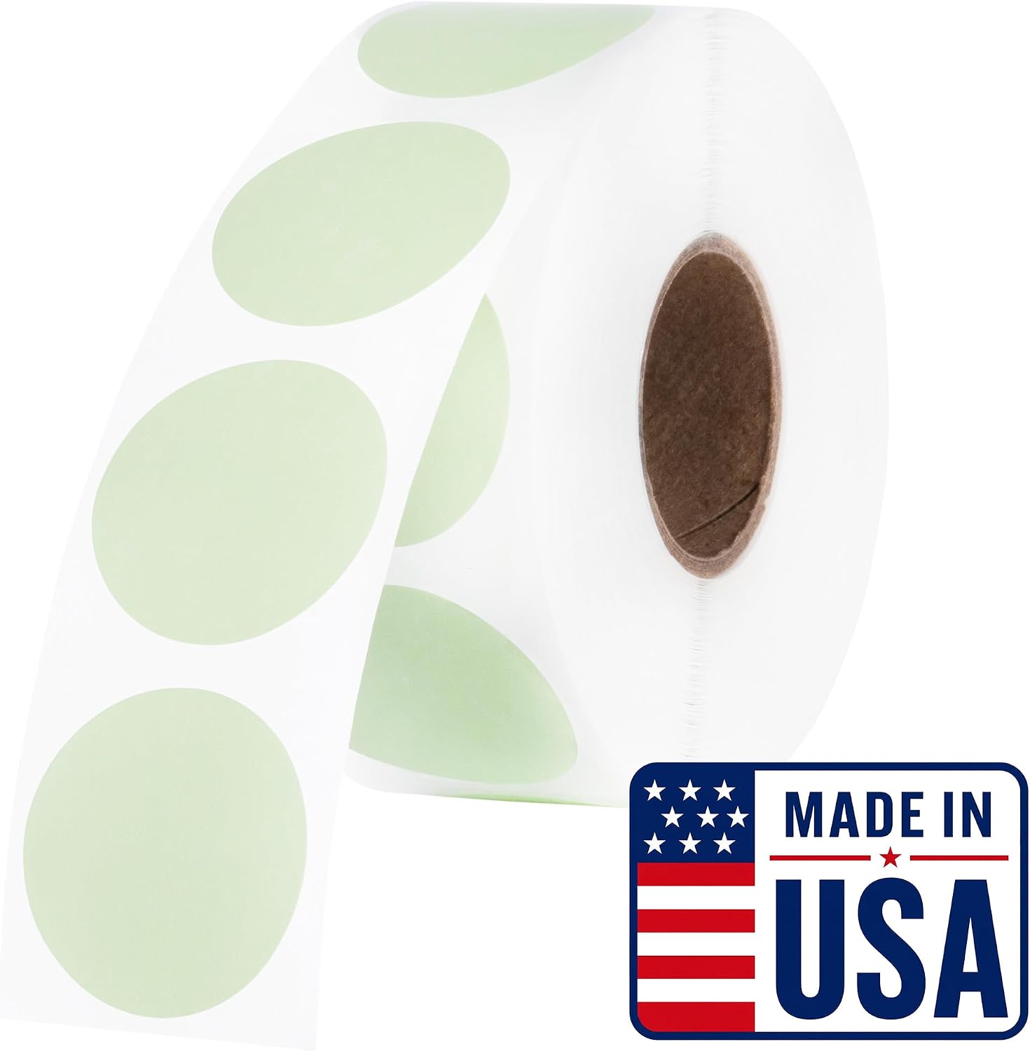 Perco Green Thermal Labels—Printable Circle Dot Stickers—1-Inch Perforated, 735 Stickers/Roll—Thermal Printer Compatible Permanent Adhesive for Organic, Fresh Food & Natural Product Labels—Made in USA