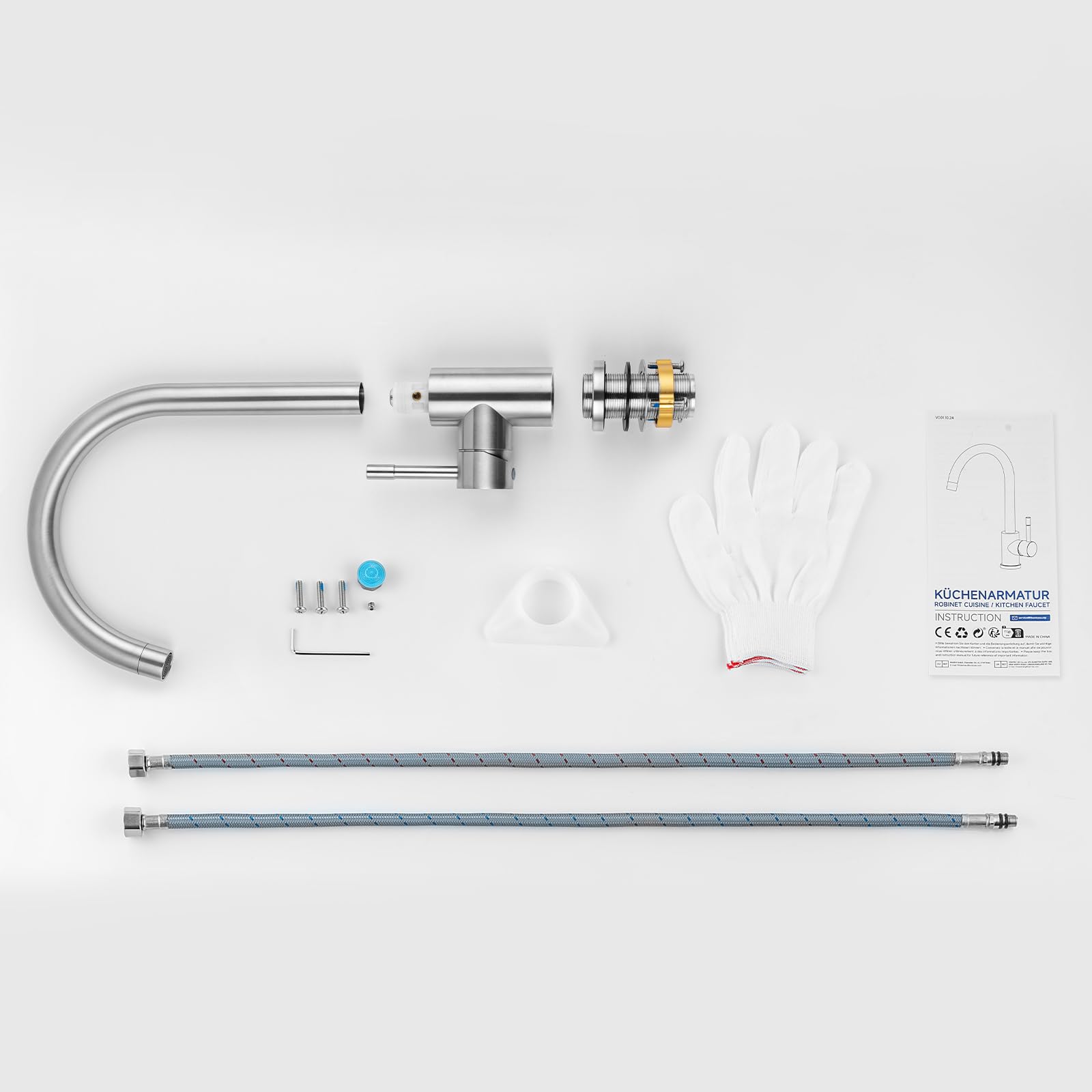 CECIPA Wasserhahn Küche 360° Schwenkbar, Hochdruck Küchenarmatur, Mischbatterie Küche mit Hohem Bogen, Einhebel Armatur, Spültischarmatur Edelstahl, G3/8 Anschluss Armatur | 360 Grad schwenkbar, hoher Bogen, Einhebelbedienung, G3/8 Anschluss, pflegeleicht