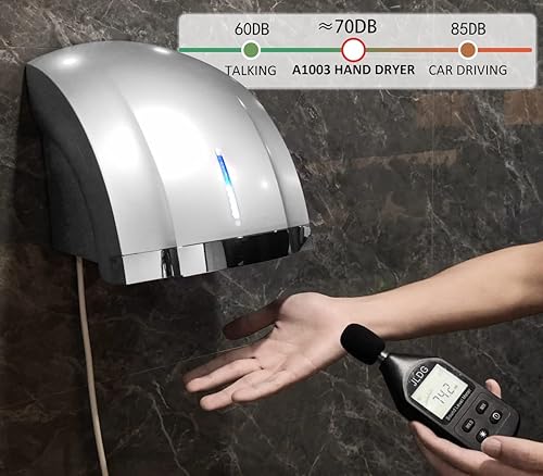 Miniatura 4 de Secadores de manos para baños, montaje en pared, paquete de 3 sopladores eficientes de viento frío y cálido, secado rápido para baños de la