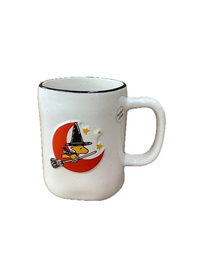 Rae Dunn Peanuts Halloween Ceramic Coffee Tea Mug Woodstock Flying Happy Halloween
