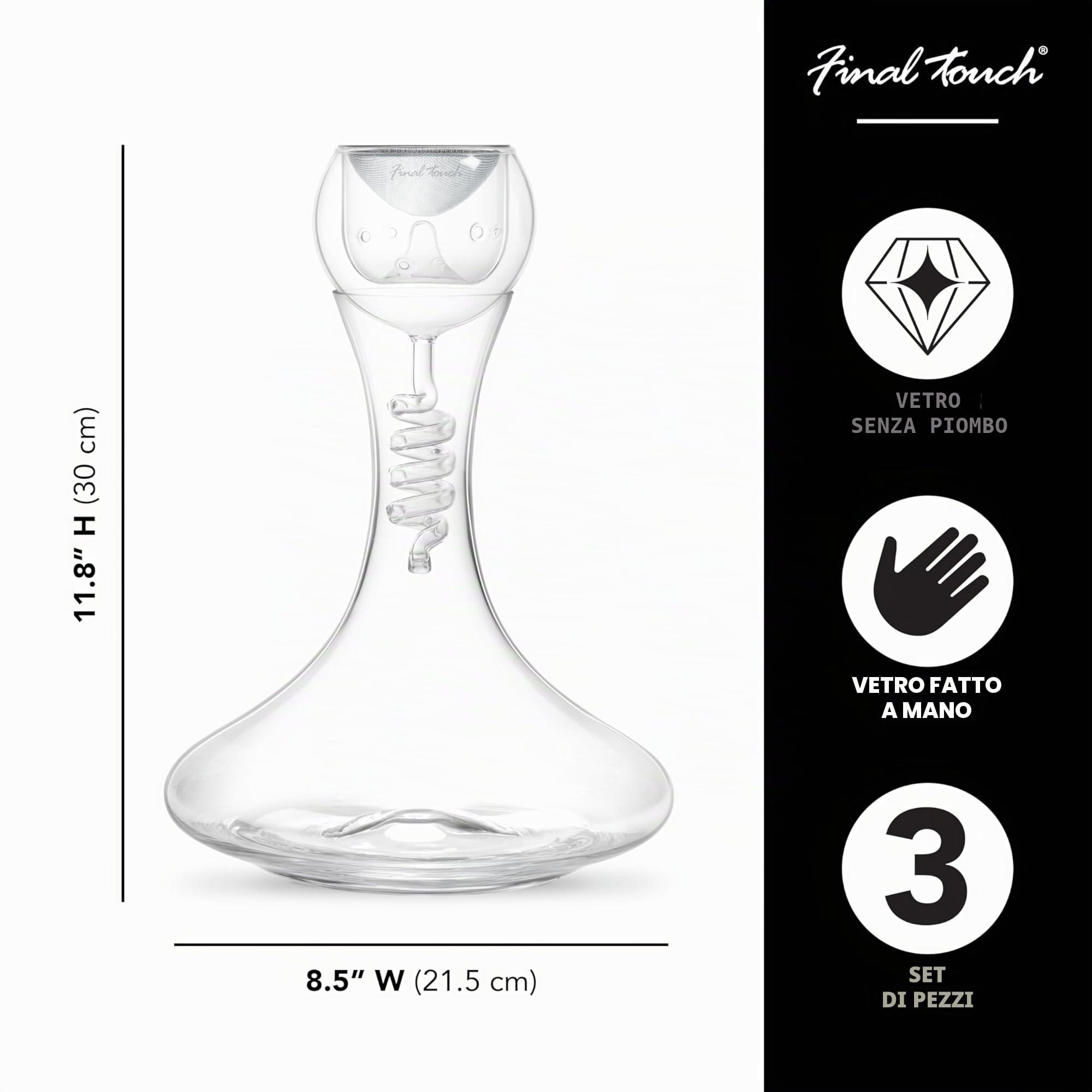 Final Touch Set di aeratore e decanter in vetro Twister (WDA919)