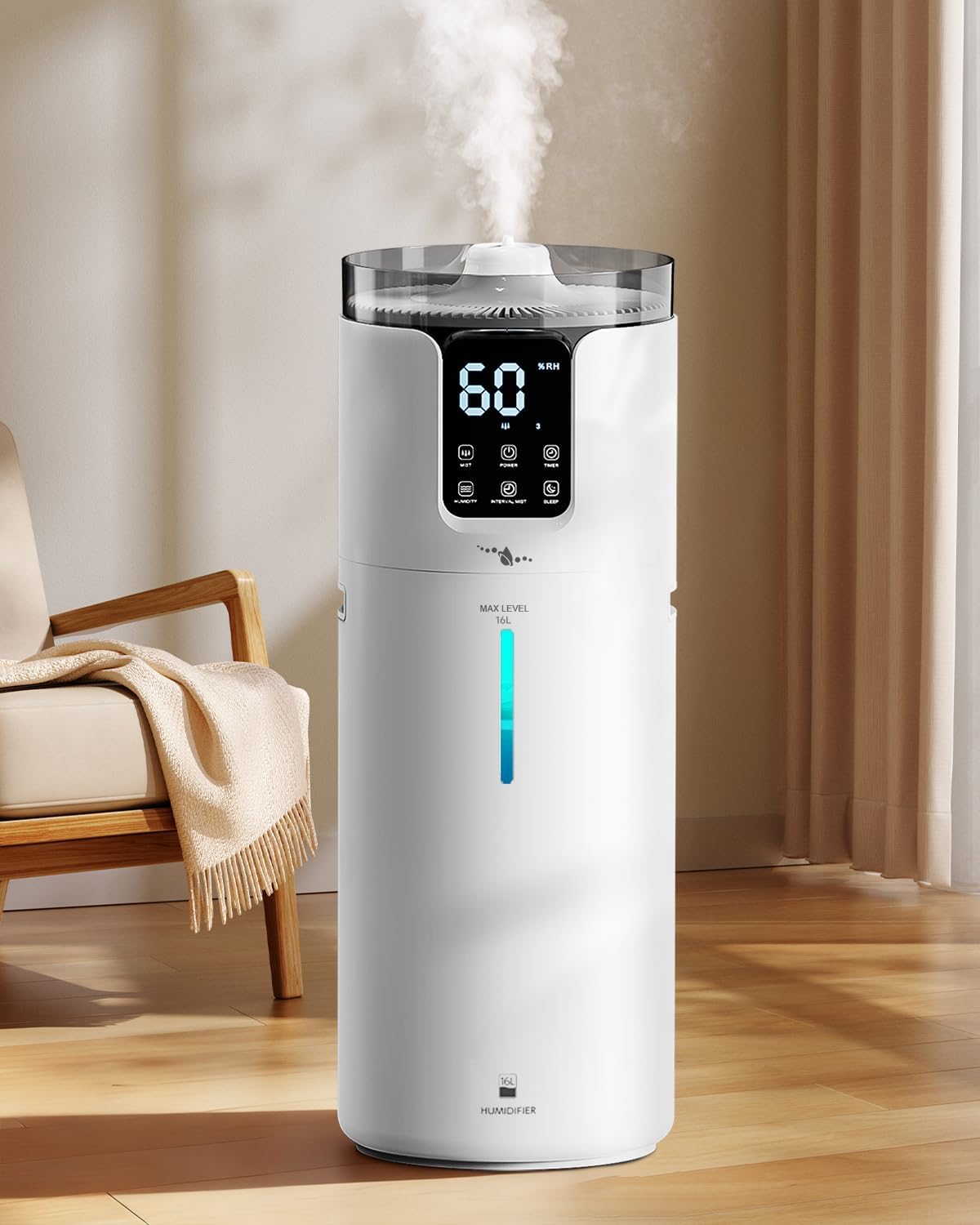 Lacidoll Humidifiers for large room bedroom,16L/4.2Gal Whole house ...