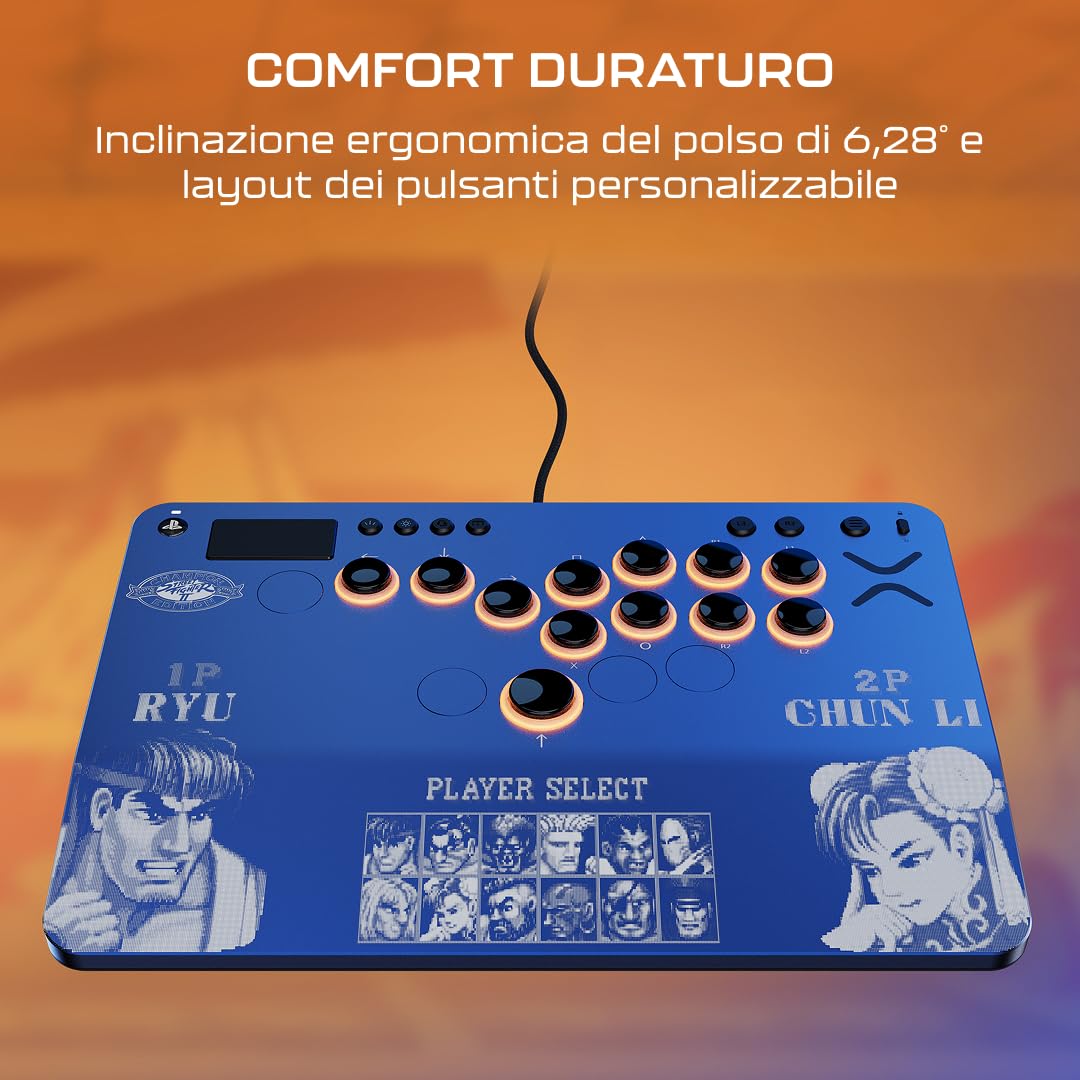 Turtle Beach Victrix Pro KO Leverless Fight Stick - Street Fighter II: Champion Edition, con licenza ufficiale Capcom e PlayStation, compatibile con PS4, PS5 e PC, con switch RGB hot swappable