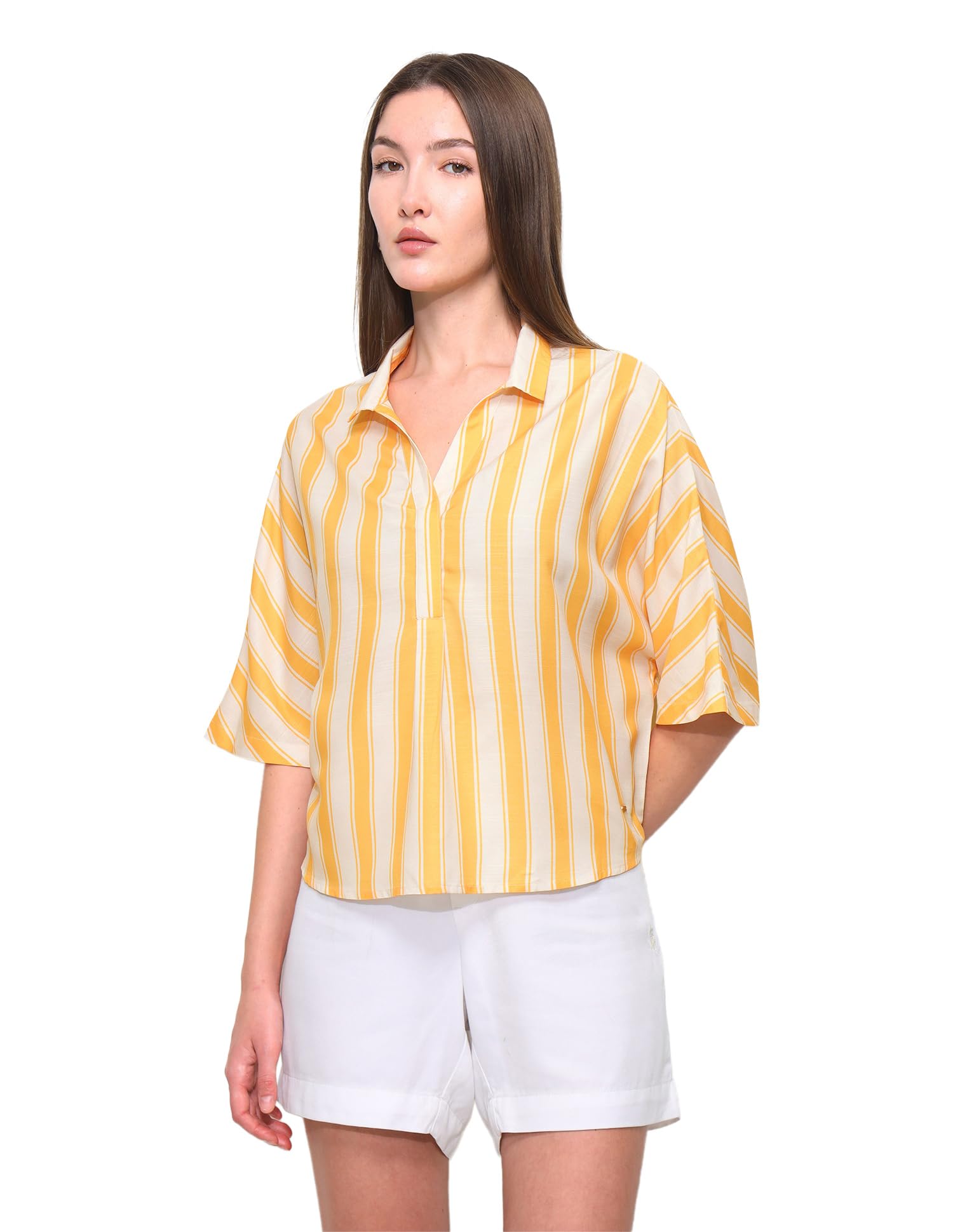 u.s. polo assn. Women's Vertical Striped Elbow Sleeve top-picture-18