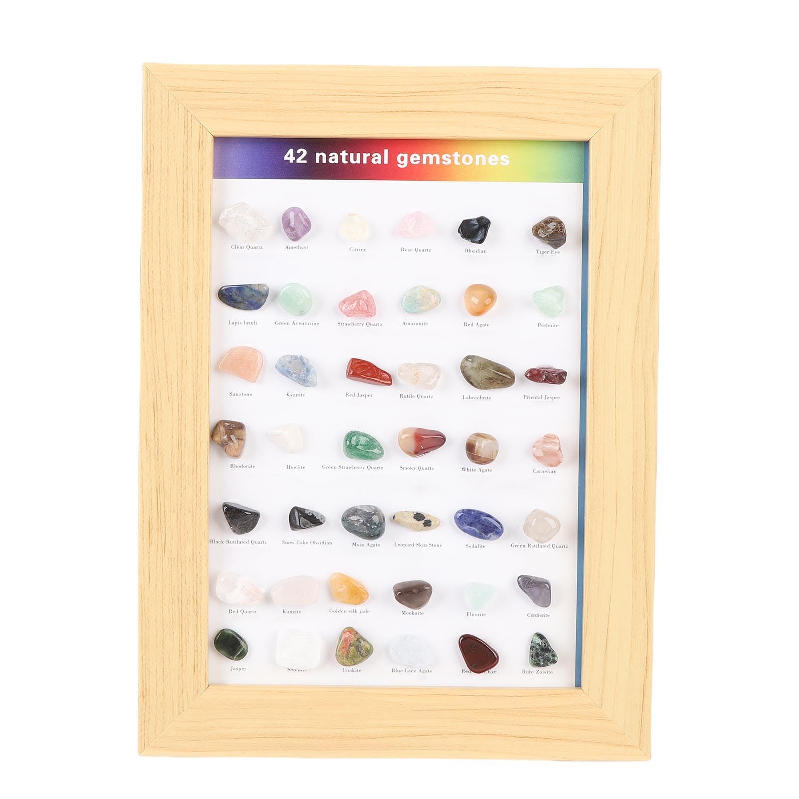 RIZGHWOY Kids Rock Collection Kit 42 Types Gemstones and Crystals Set for Geology Science Education for Beginners Rock Collectors