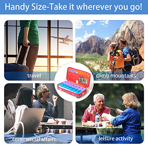 Image of Weekly Pill Organizer 2 Times a Day, Zumd Pill Box 7 Day with Cute Quilted Fabric Zipper Case, Travel Pill Case Am Pm for Vitamin Medicine Organizer