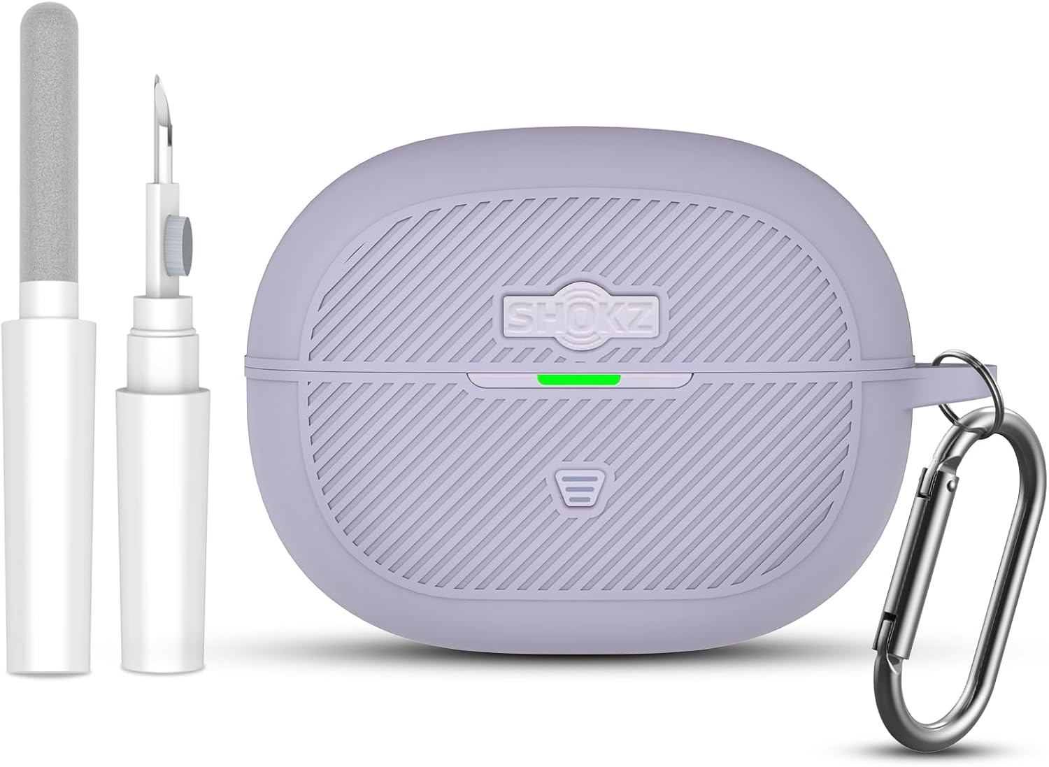 for SHOKZ OpenDots Air Case, Silicone Case for SHOKZ Open Dots Air Open-Ear Clip-On Earbuds Accessories, Scratch Shock Resistant Protective Cover with Keychain & Cleaner Kit (Purple)