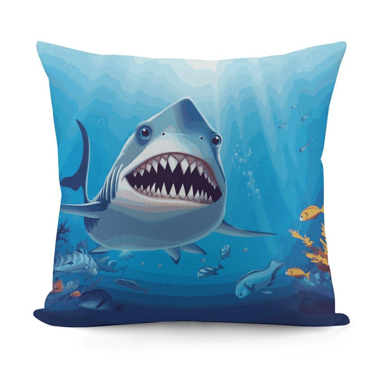 Adfgyerh Style Smiling Shark Decorative Pillow Covers, Throw Pillow Covers Soft For All Seasons, Pillowcases For Couch Living Room Sofa Bedroom 18X18 Inch