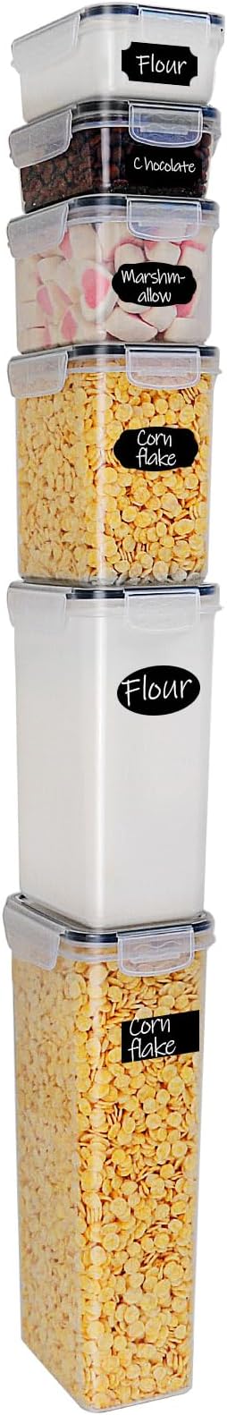 M MCIRCO Airtight Food Storage Containers 6-Piece Set, Kitchen & Pantry Organization, BPA Free Plastic Storage Containers with Lids, for Cereal, Flour, Sugar, Baking Supplies