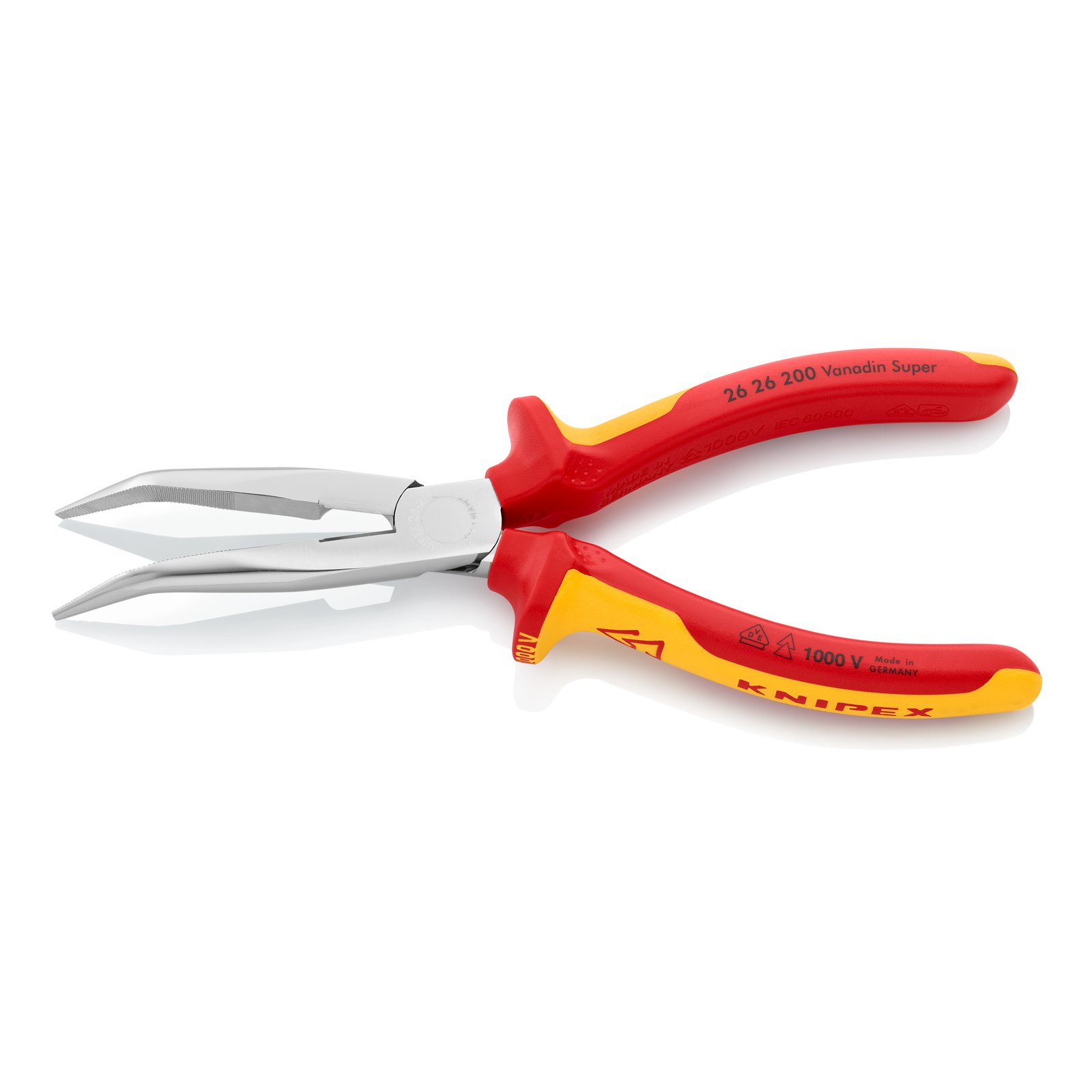 Knipex 00 20 12 – Elektro-Paket mit drei VDE-geprüften Zangen & 26 26 200 – Flachrundzange mit Schneide, VDE-geprüft