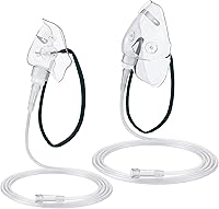 Geiserailie 2 Pack M/L Adult Oxygen Masks with 7ft Anti-Kink Tubing & Adjustable Strap - Transparent, Latex-Free for Comfortable Therapy