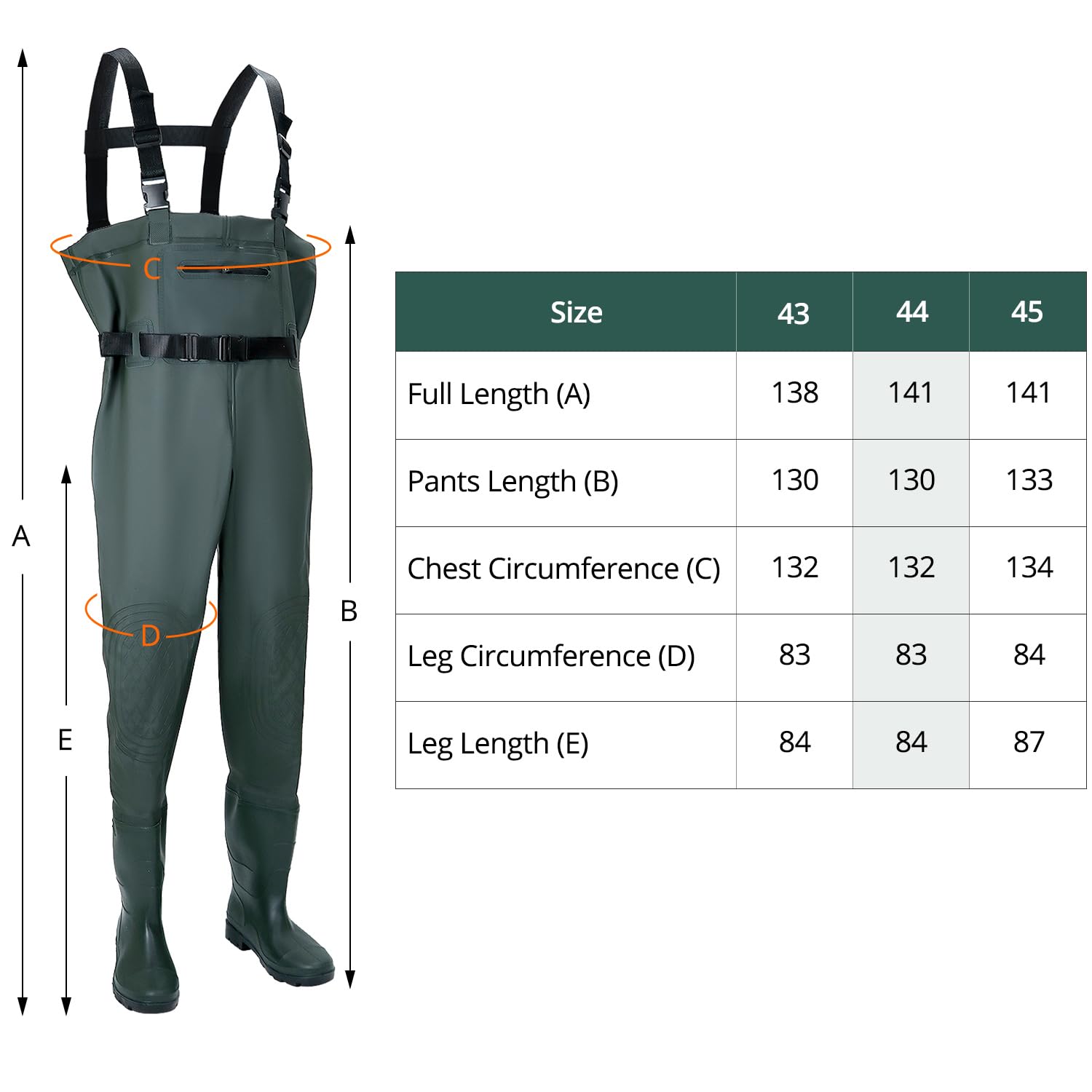 QWORK® Wathose Herren Damen, Wasserdichte, Atmungsaktive Teich-Wathose Mit Stiefeln, Zum Angeln, Jagen Und In Der Landwirtschaft